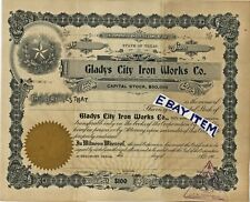 1902 GLADYS CITY IRON WORKS Beaumont Texas SPECIMEN STOCK CERTIFICATE Spindletop picture