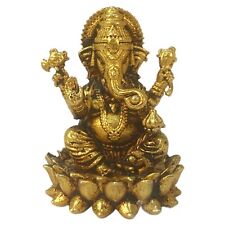 Antique Brass Ganesha idol Murti Statue For Pooja Puja Mandir Home Collectible picture