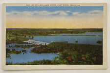 Vintage Postcard, Aerial View of Dam & Spillway, Lake Worth, Fort Worth Texas picture