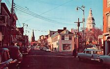 Annapolis MD Maryland Main Street State Court House Downtown Vtg Postcard X1 picture