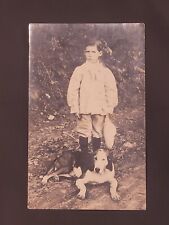 Young Boy with his Dog Antique RPPC Postcard Clarence Simmons 1904 - 1918 VTG picture