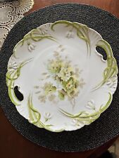 Rare Old Bavaria Prussia. Double Handled Plate Tray Hand Painted Flowers Luster picture