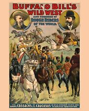 Poster advertising 1890 Buffalo Bill's Wild West Show  photo 16 x 20 picture