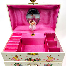 Lillian Vernon  Ballerina Musical Jewelry Box with a Drawer and Pink Lining VTG picture