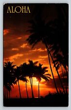 c1991 Aloha Hawaiian Sunset w/ Silhouettes of Palm Trees VINTAGE Postcard 19c picture