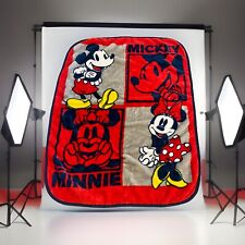 VTG Disney Mickey & Minnie Mouse Super Soft Mink Plush Blanket Red 56”x38” picture