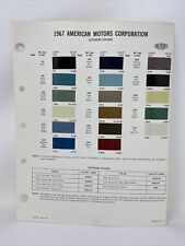 1967 Dupont American Motors Exterior Colors Paint Chip Chart Sheet Rev 1970 picture