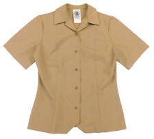 US Navy Khaki Shirt 12 Tall Women's Short Sleeve Service Blouse Dress Poly/Wool picture