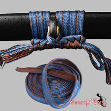 Brown & blue two side Synthetic Silk Sageo For Japanese Katana Wakizashi Sword picture