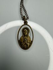 Vintage 60’s Catholic Mary Praying Charm Necklace Religious Made In Italy  picture