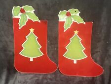 Vintage Pair If Eureka Christmas Flocked Stocking Die Cuts 16