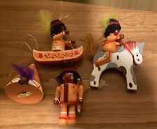 Vtg Wood Native American Themed Christmas Ornaments S&b Taiwan picture