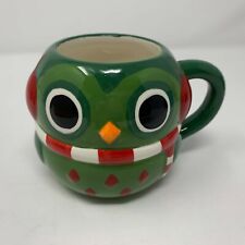 Mesa Home Products 3D Owl Mug Hand Painted Ceramic Green Red Mint Condition Cup picture