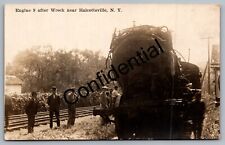 Real Photo Locomotive Engine #9 Train Wreck Near Halcottsville NY RP RPPC H480 picture