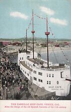 Vintage Postcard Venice California Cabrillo Ship Cafe at Windward Ave Pier 526 picture