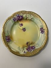 Antique Imperial Austria Purple Flowers on yellow with gold trim 7”. Collectible picture