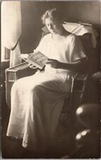 c1910s Photo RPPC Postcard  Woman Reading 