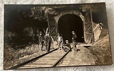 RPPC 5 Men Pose by & on Railroad Tracks & Tunnel Vintage Postcard picture