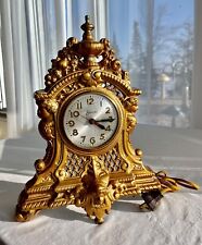 Antique Sessions Rococo Gilded Bronze Cast Iron Victorian Footed Mantle Clock picture