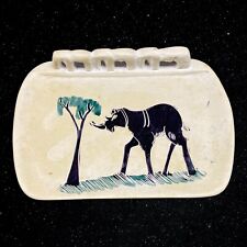 Vintage African Hand Carved Soapstone Rhino Trinket Dish Etched 5.75”D picture