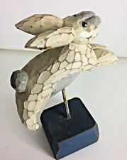 Carved Folk Art Leaping Rabbit by Jenny Petersen 1990 picture