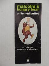 Vintage Brochure for Malcolm's Hungry Bear Buffet Restaurant Orlando, FL picture
