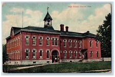 Clarion Iowa IA Postcard High School Building Exterior Trees Scene 1909 Antique picture