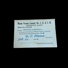 Mount Vernon Council Card Brunswick Maine 1940s Vintage Historical Record Member picture