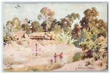 1913 A Burmese Village Myanmar (Burma) Antique Posted Oilette Tuck Art Postcard picture