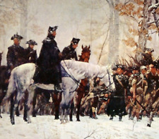Vintage Chrome Postcard General Washington Reviewing His Troops Valley Forge PA picture