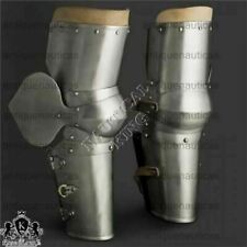 VINTAGE LEG GUARD Greave Larp Faire New Medieval Armor Silver Steel HALLOWEEN Co picture