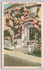 Colonial Doorway Nantucket MA Massachusetts 1946 Postcard picture