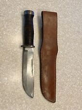 Vintage Cattaraugus 225Q WW2 Stacked Leather Fixed Blade Fighting Hunting Knife picture
