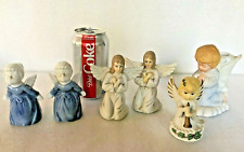 Vintage Lot of 6 ANGELS Porcelain Ceramic Kneeling Praying Kissing Playing Horn picture