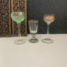 Lot of 3 Antique Collectible Glasses Glass Small Cup Rare Crystal Handmade 1900s picture