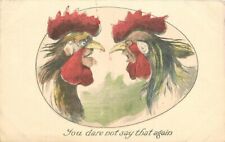 C-1910 Anthropomorphic hand colored Chicken Argument Postcard 22-5134 picture