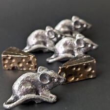 Lot of Miniature METZKE Vtg Metal Pewter Mouse Set Cheese & Mice Art USA Decorat picture