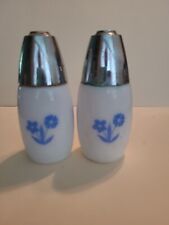 Vintage Gemco Blue Cornflower Salt Pepper Shakers Milk Glass picture