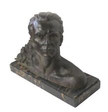 Impressive French Bronze Bust of Jean Mermoz Aviator on Marble Base A. Ouline picture
