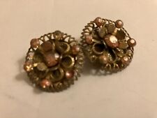 VINTAGE estate beaded cluster clip on   earrings picture