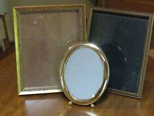 Vintage Picture Frames Lot of 3 Brass Gold Wood Oval 7 5/8 Two Rectangle 9 x 11 picture