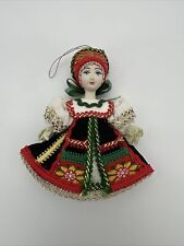 Christmas Tree Ornament Russian Doll in Traditional Folk Costume Porcelain Face  picture