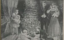 A Merry Christmas litho Domestic Scene Embossed Holly Posted 1908 picture