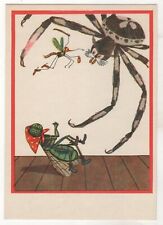 1963 Fairy Tale FLY Tsokotukha in Dressed Mosquito, Spider RUSSIAN POSTCARD Old picture