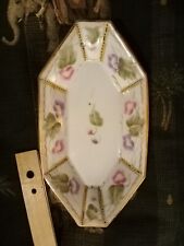 Antique moriage Nippon serving gold vanity bowl vintage roses handpainted picture