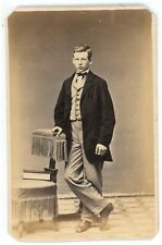 Antique CDV Circa 1860s Civil War Tax Stamp Handsome Young Man West Chester, PA picture