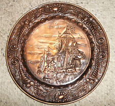 Embossed Round Metal - Bronze Nautical Wall Decor, 14 Inches, Vintage picture