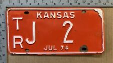 1974 Kansas license plate TR J 2 YOM DMV Trego low number SINGLE DIGIT 14515 picture