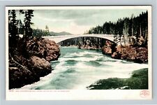Yellowstone Nat'l Park, Concrete Bridge Grand Canyon, Vintage Postcard picture