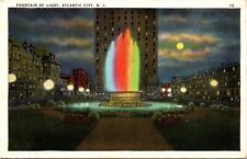 Fountain Of Light Atlantic City New Jersey Tichnor Linen Postcard picture